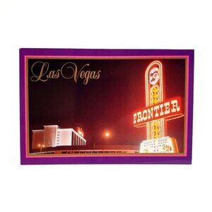 Vintage Postcard Frontier Hotel Casino Las Vegas Nevada Night Marquee 1991